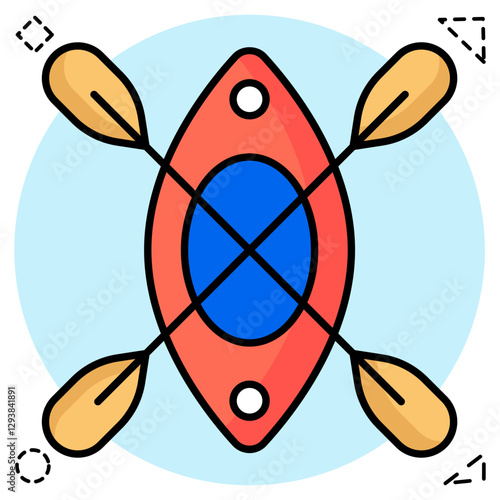 A flat design icon of rowing boat, canoe vector