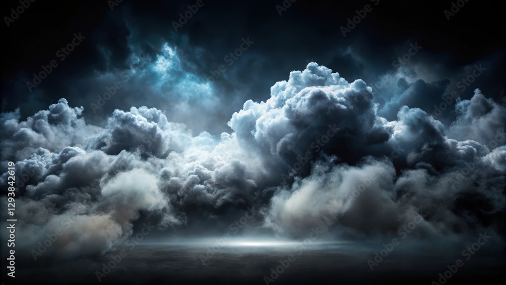 Obraz premium Ethereal Clouds Emerging from Dark Fog on Black Background