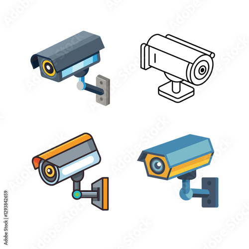Digital Surveillance Camera Illustration, CCTV Camera Vector.
