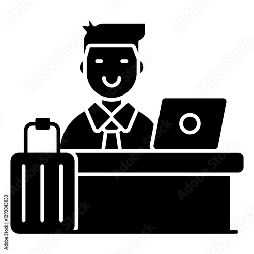 A flat design icon of hotel reception