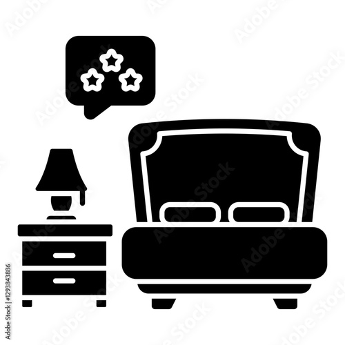 A colored design icon of hotel room
