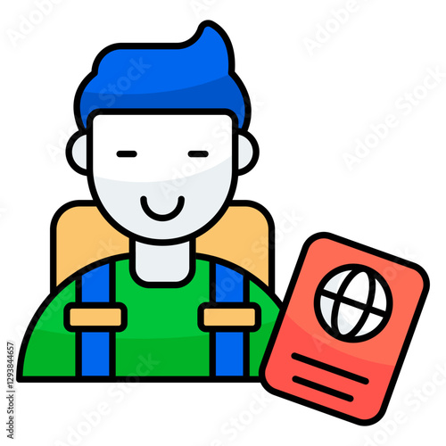 A flat design icon of traveler