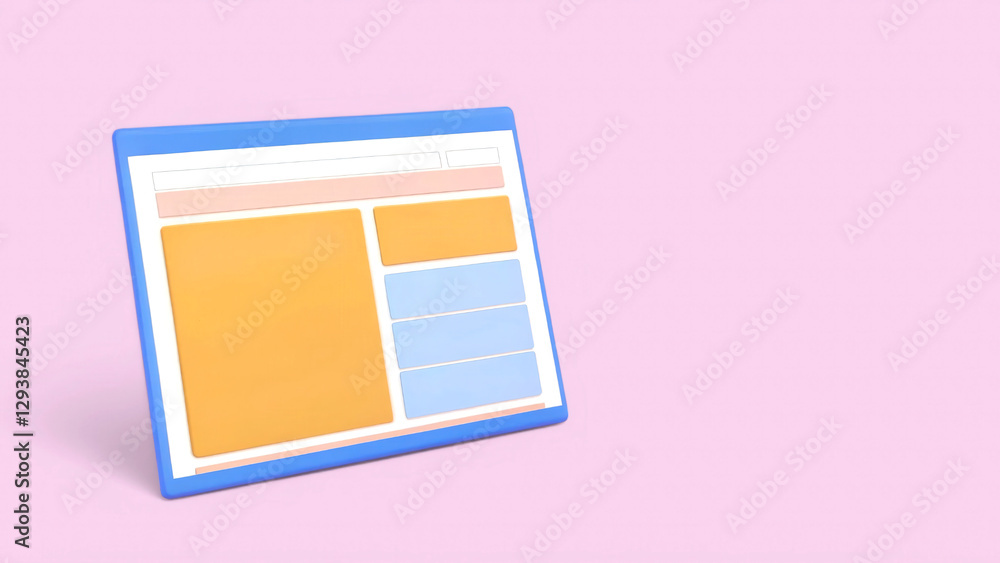 Fototapeta premium online tutoring 3D Digital device with colorful interface on a pastel background.