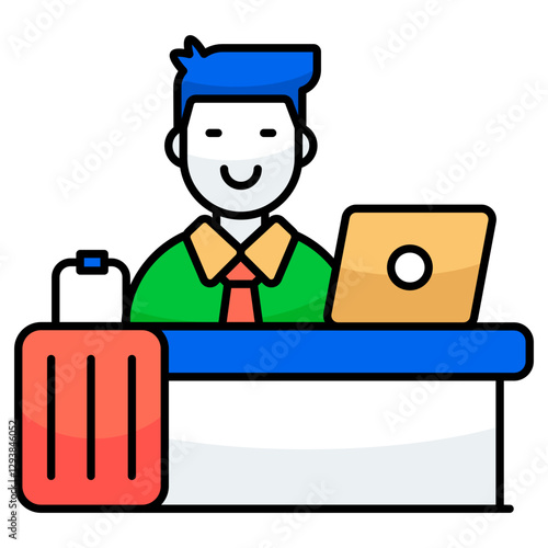 A flat design icon of hotel reception