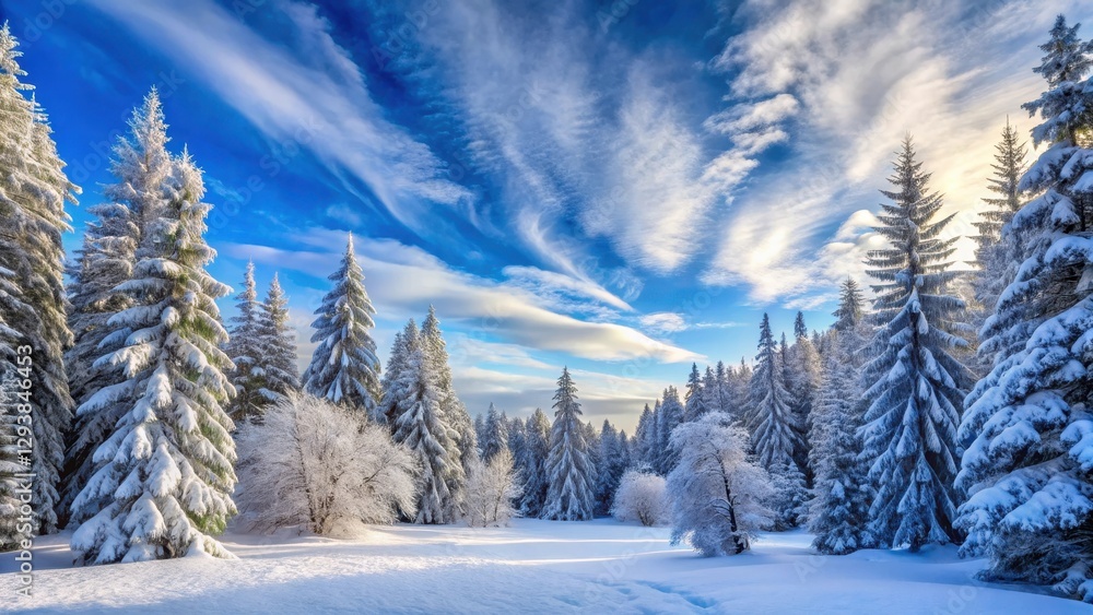 Fototapeta premium A serene winter forest with snow-covered trees