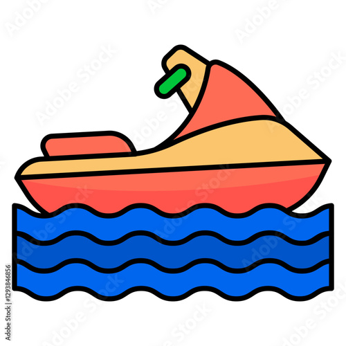 A flat design icon of jet ski vector