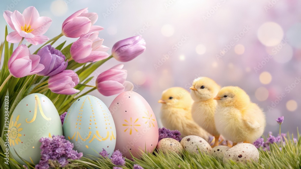 Easter Chicks and Tulips Easter Chicks and Tulips