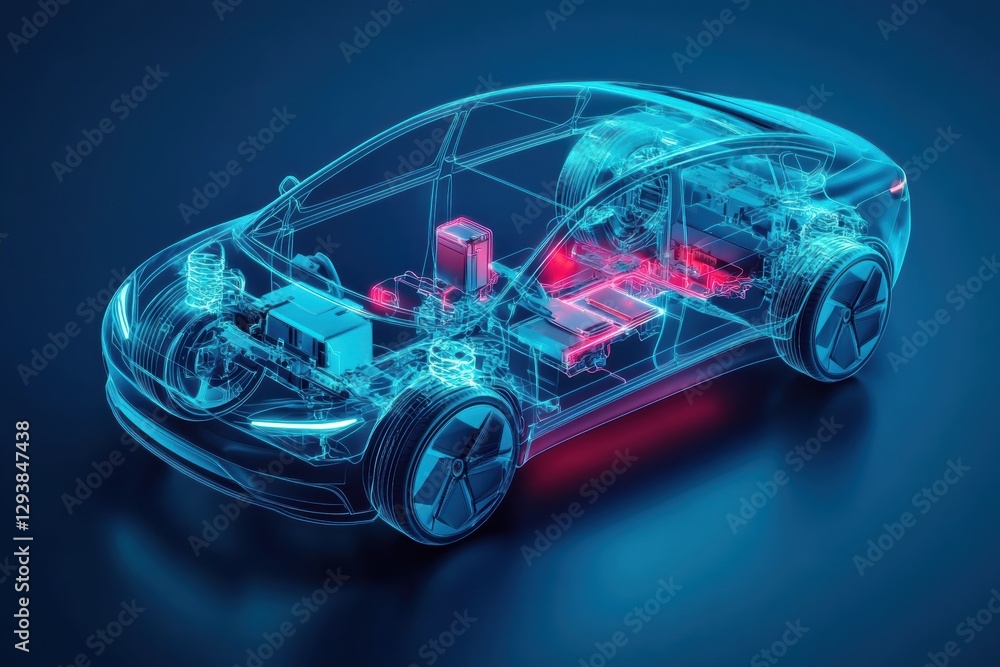 Innovative graphic layout showcasing the inner workings of an electric vehicle design Innovative graphic layout showcasing the inner workings of an electric vehicle design