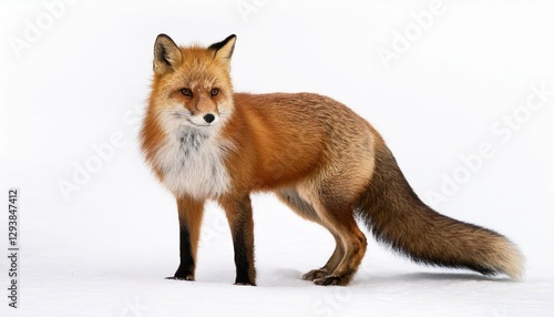 Wallpaper Mural Striking Red Fox Vulpes vulpes Hunting in Snowy Wilderness, Showcasing Bushy Tail and Vibrant Fur Textures, Captured in Winter Wonderland Torontodigital.ca