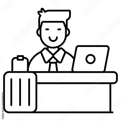 A flat design icon of hotel reception