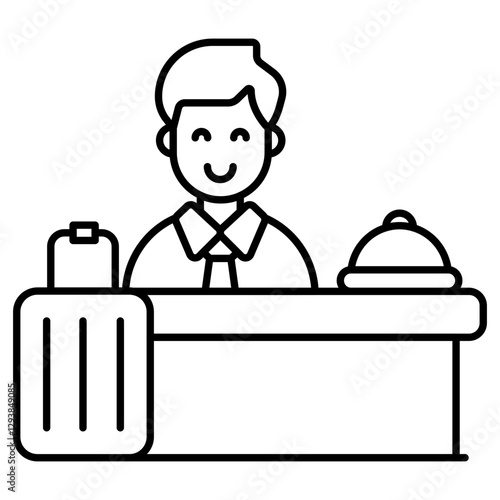 A flat design icon of hotel reception
