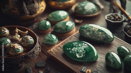 The warm and jade like Eastern artistic conception photo