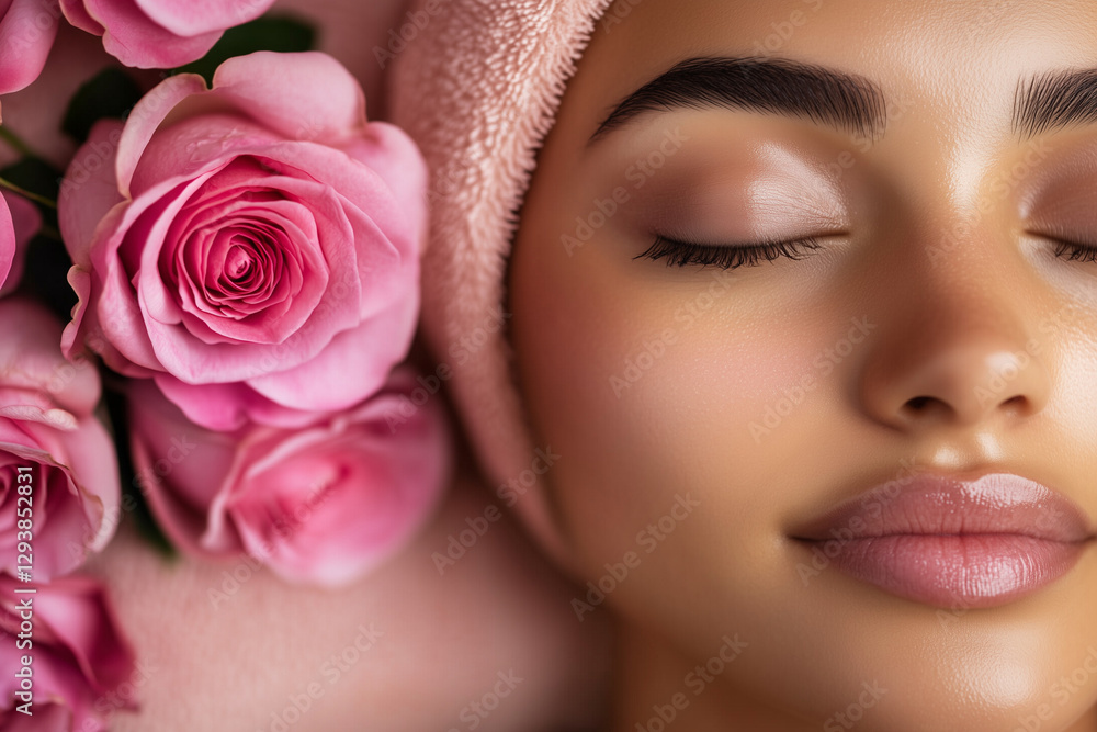 Spa Beauty Treatment with Roses and Face Cream Spa Beauty Treatment with Roses and Face Cream