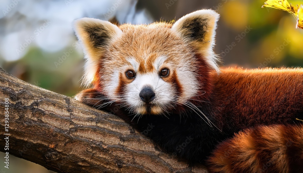 Cute Red Panda Resting on a Tree A Portrait of Ailurus Fulgens, Radiating Serenity and Whimsy Amidst Lush Green Canopy Cute Red Panda Resting on a Tree A Portrait of Ailurus Fulgens, Radiating Serenity and Whimsy Amidst Lush Green Canopy