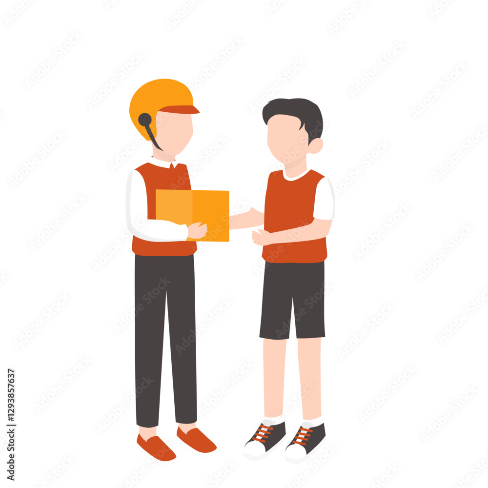 Courier Man Delivers the Package to Customer. Package Delivery Order Illustration Courier Man Delivers the Package to Customer. Package Delivery Order Illustration