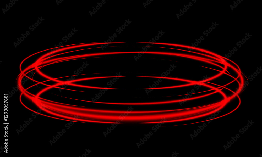 Abstract red speed light lines neon ring glowing circle round movement on black background vector Abstract red speed light lines neon ring glowing circle round movement on black background vector
