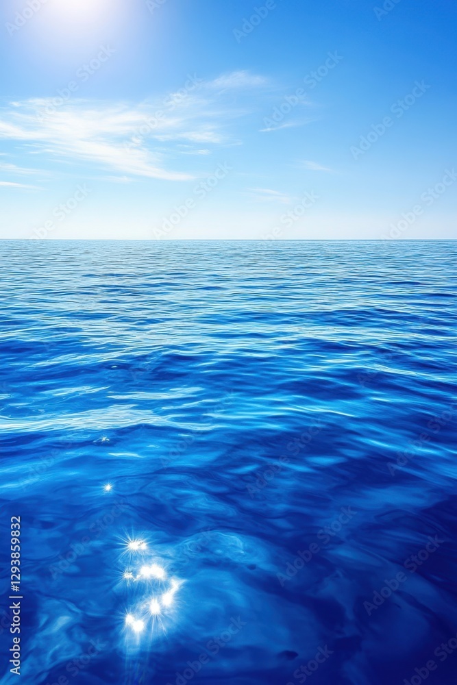 Obraz premium Serene azure expanse of ocean under a radiant sky capturing the tranquil beauty of nature and the vastness of the sea