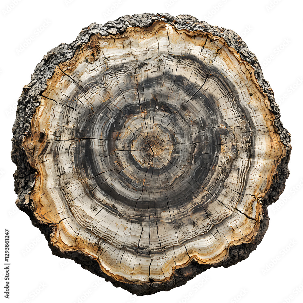 Tree Rings, Cross Section top view isolated on white. Wood cut Tree Rings, Cross Section top view isolated on white. Wood cut