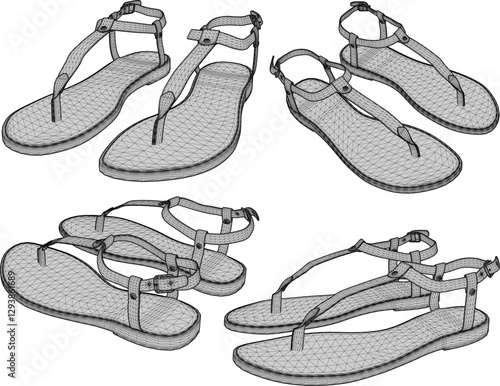 vector sketch illustration design of sandal shoes with for fashion women career going party