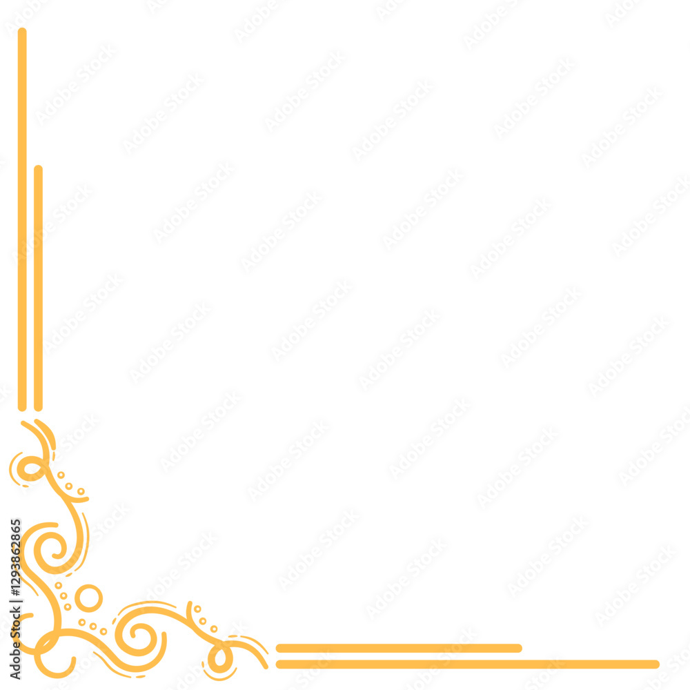 Fototapeta premium Golden Corner Border Ornament. Gold Certificate and Wedding Invitation Card Border