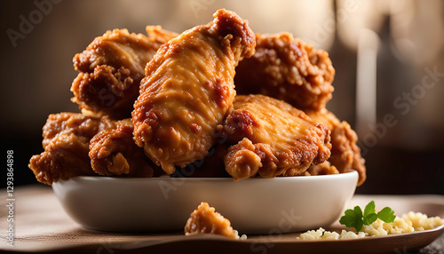 Crispy Fried Chicken Wings in a White Bowl