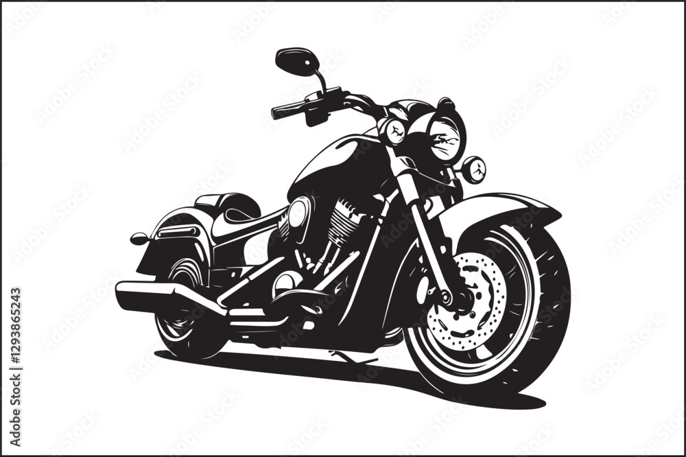 Fototapeta premium Elegant Vintage Motorcycle Vector Silhouette – Biker Lifestyle Art.