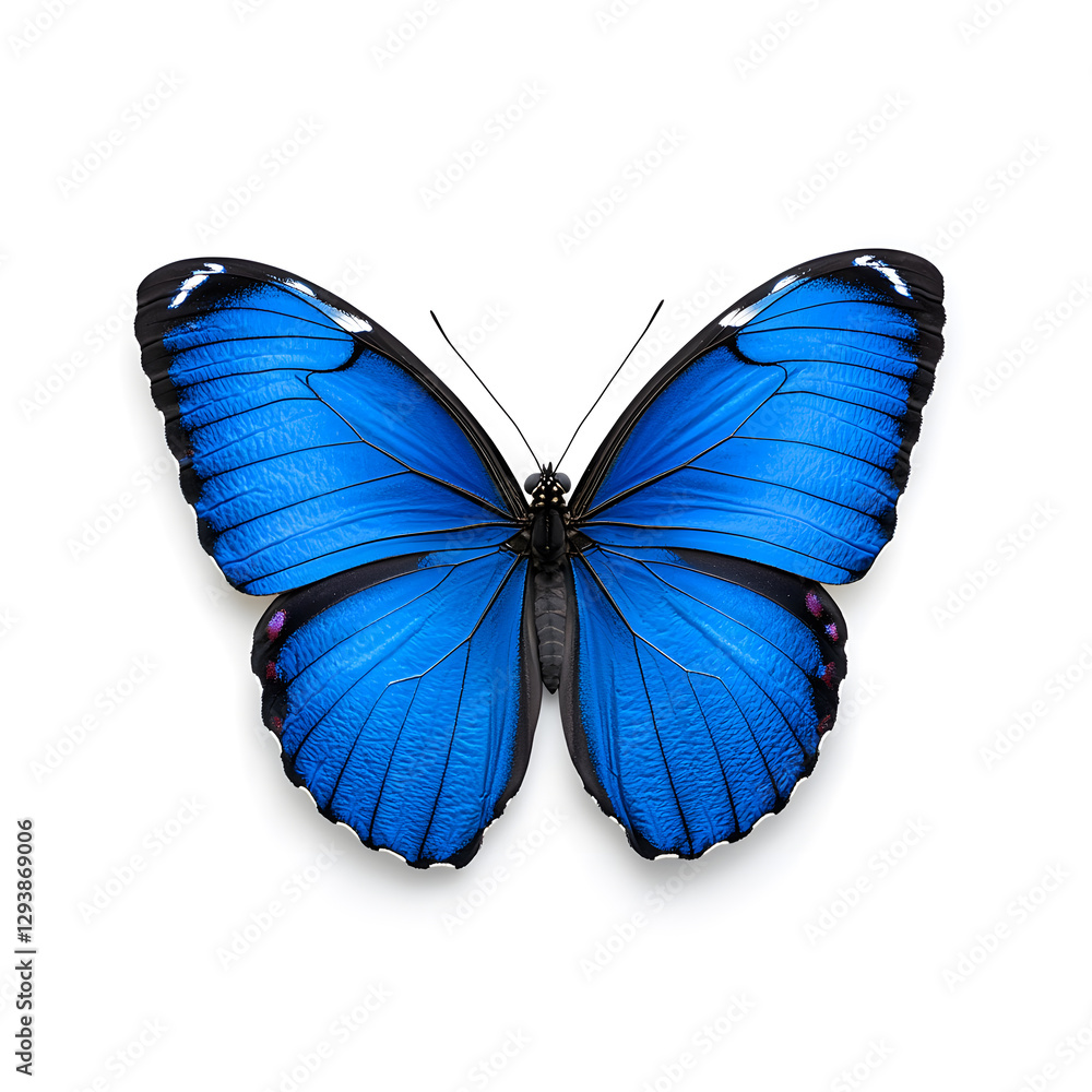 Fototapeta premium Blue Morpho butterfly isolated on white background