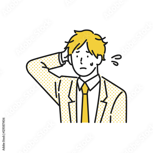 イラスト素材：困っているビジネスパーソンの男性