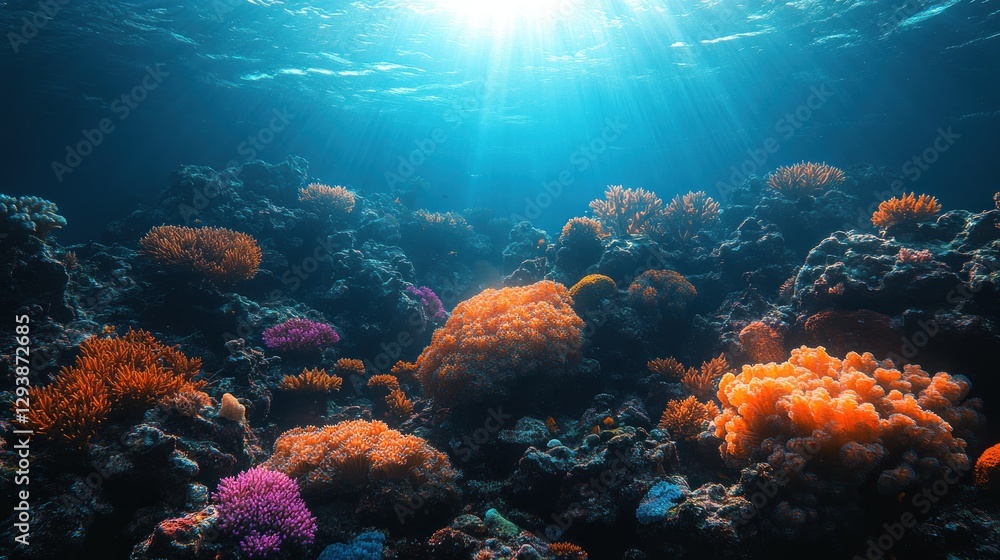 Fototapeta premium Underwater Coral Reef Sunlight