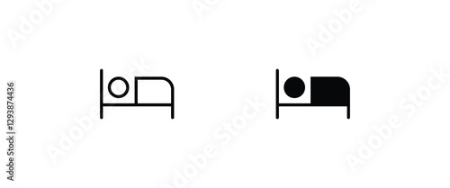 Person in bed icon. Sleeping shelter. sleep Hotel motels, guest house, accommodation  icon symbol logo illustration,editable stroke, flat design style isolated on white