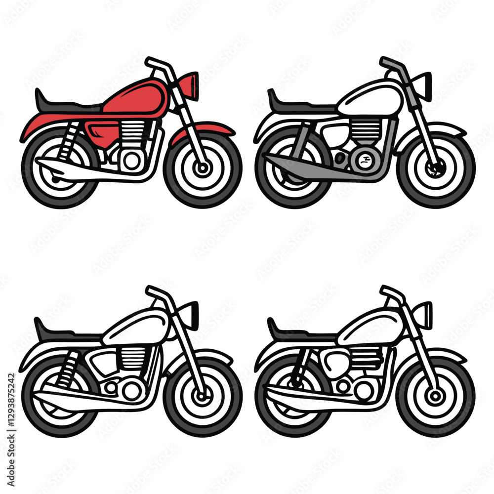 Obraz premium Motorcycle Design Elements Vector Icon Pack