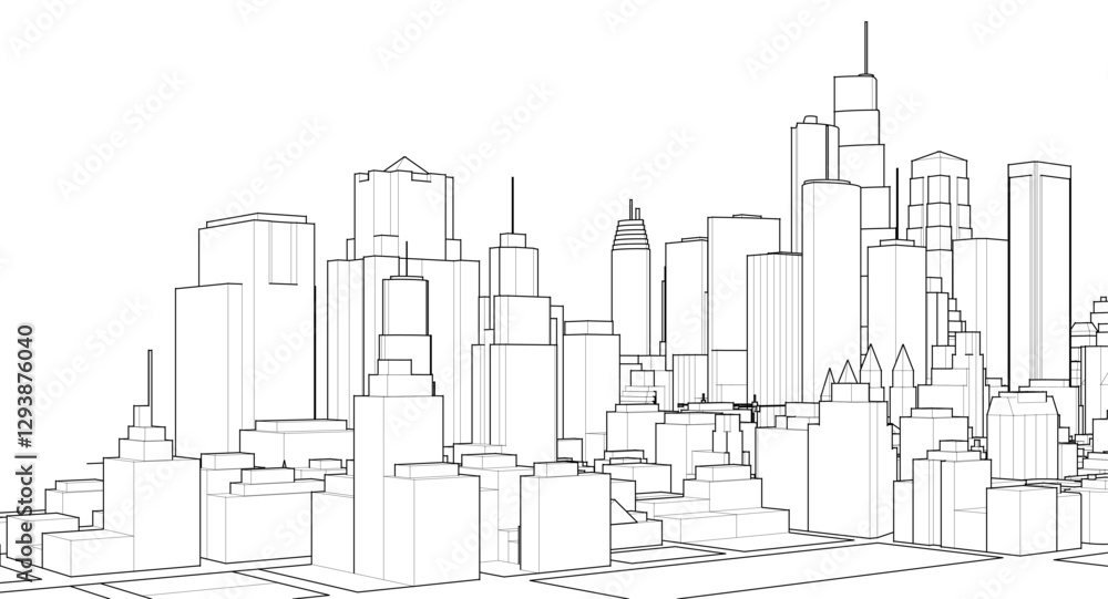 Obraz premium abstract modern city 3d illustration