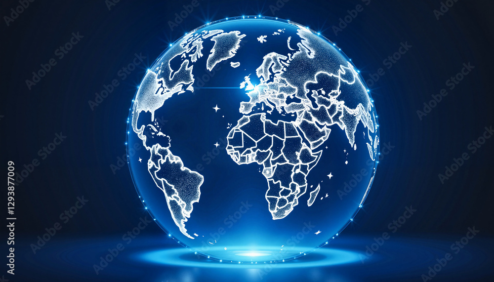Obraz premium Futuristic globe illustrating neural connections in city lights, connectivity
