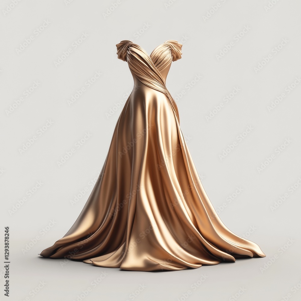 Naklejka premium Luxurious 3D Icon of a Silk Dress in Topaz Color