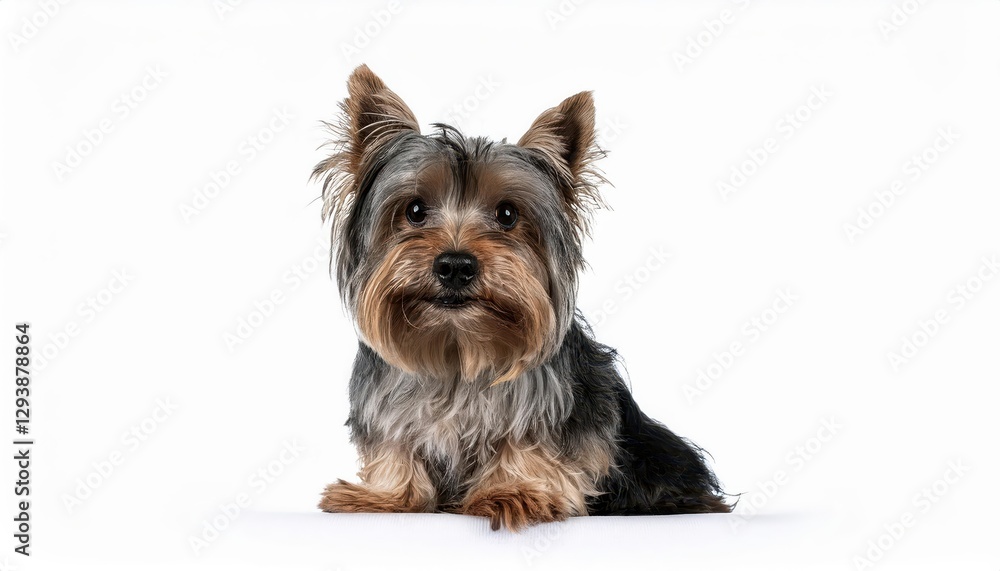 Adorable Scruffy Blue Gold Yorkie Expressive Eyes, Sitting Tall, Striking a Regal Pose in a Warm Living Room Setting Adorable Scruffy Blue Gold Yorkie Expressive Eyes, Sitting Tall, Striking a Regal Pose in a Warm Living Room Setting