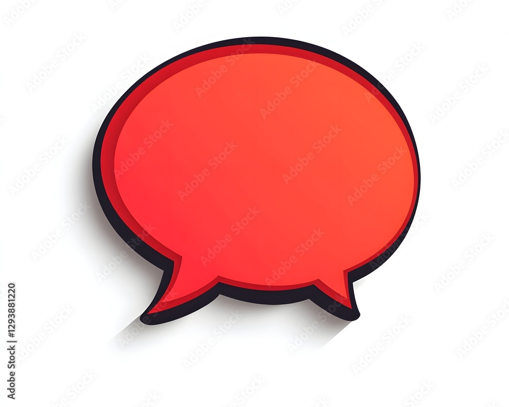 3d Red speech bubble icon, Silhouette of a classic oval speech bubble, text notification speech bubble 3d Red speech bubble icon, Silhouette of a classic oval speech bubble, text notification speech bubble