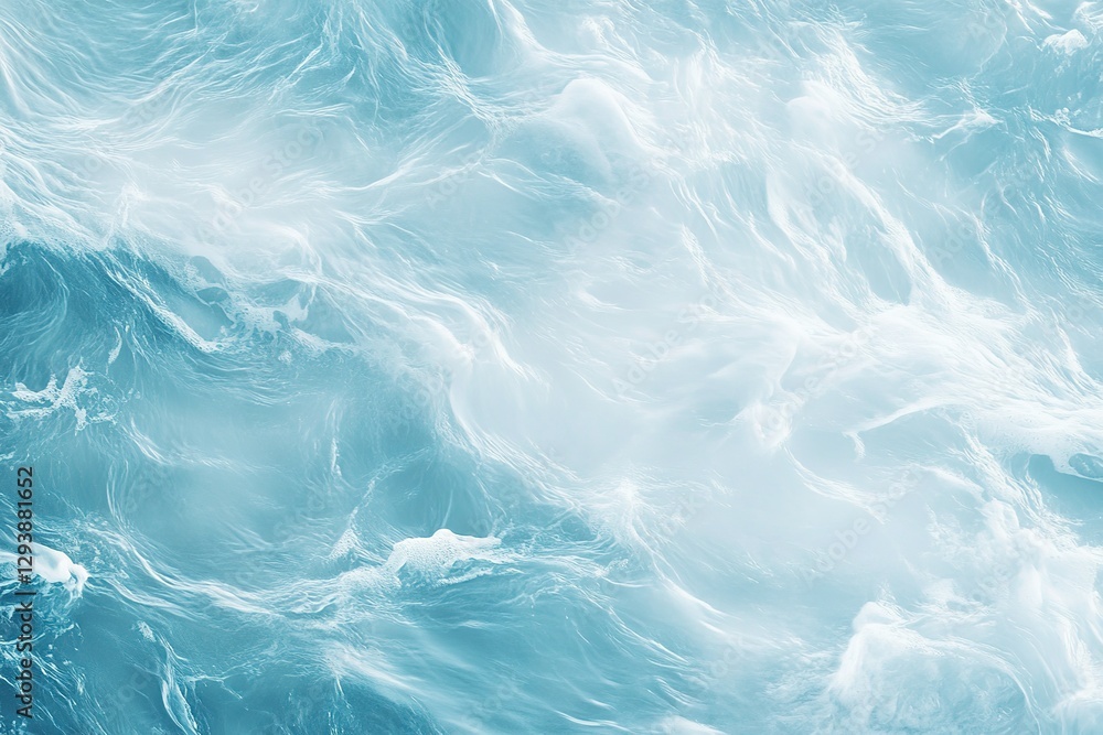 Fototapeta premium Serene Aqua: Overhead View of Light Blue Water with Gentle Ripples, Perfect for Backgrounds, Websites, and Design Projects. Evokes Calmness, Tranquility, and a Refreshing Summer Vibe. Ideal for spa, 