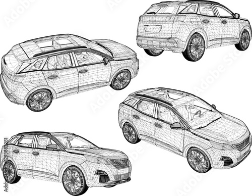 vector sketch illustration of family car vehicle design for city travel