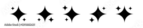 Vector isolated Ai generative stars icon set in black fill