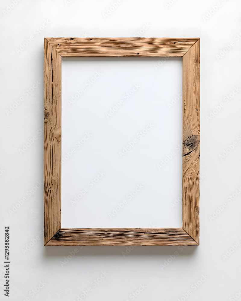 Fototapeta premium Wooden picture frame mock up isolated on white background
