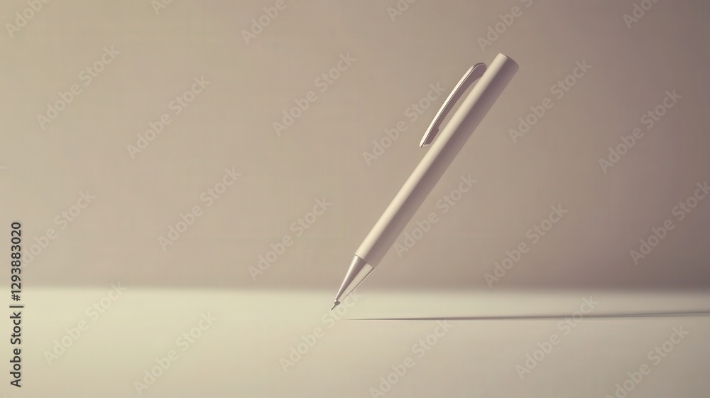 Floating Silver Pen Casting Subtle Shadow on Smooth Gradient Backdrop Floating Silver Pen Casting Subtle Shadow on Smooth Gradient Backdrop