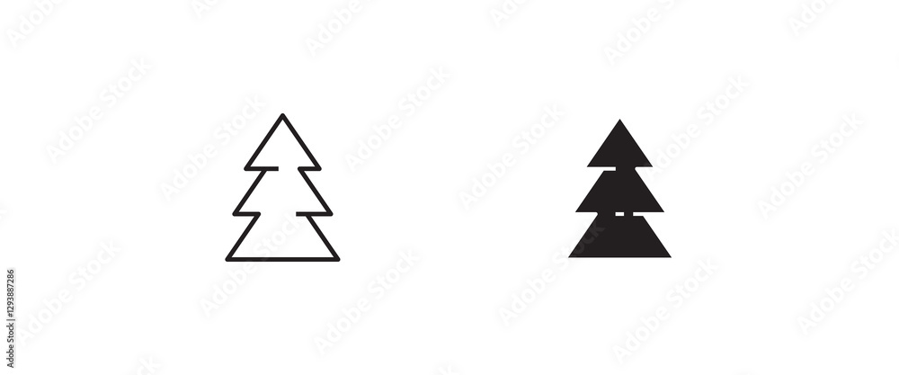 Christmas tree. Tree icon in flat design. Xmas cartoon background. merry spruce fir. Winter. Pine editable stroke, flat design style isolated on white Christmas tree. Tree icon in flat design. Xmas cartoon background. merry spruce fir. Winter. Pine editable stroke, flat design style isolated on white