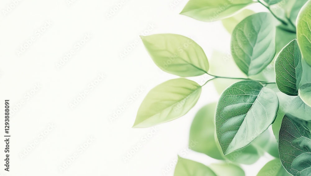 Naklejka premium Fresh green leaves border on white