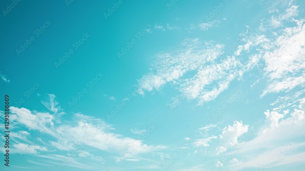 Bright Blue Sky with White Clouds and Soft Horizon in Daylight Bright Blue Sky with White Clouds and Soft Horizon in Daylight