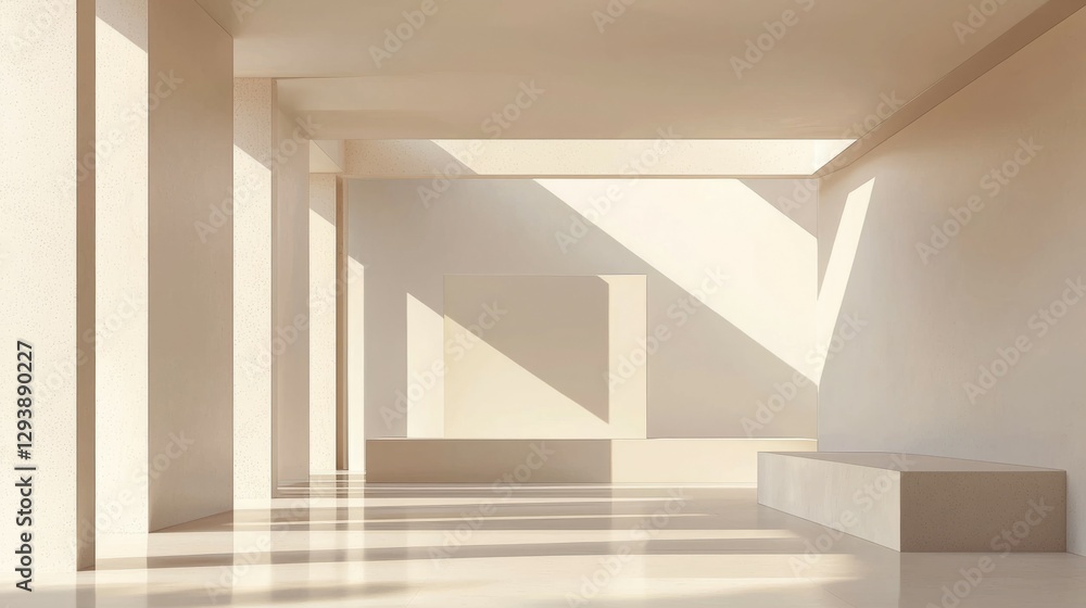 Obraz premium Modern Minimalist Interior with Soft Light and Neutral Tones