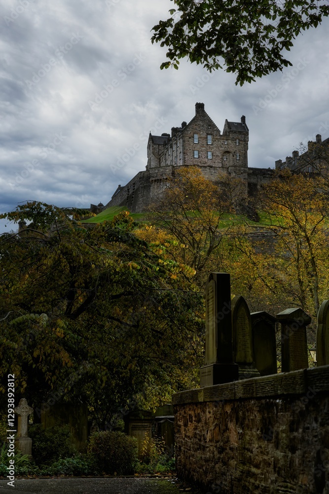 Edinburgh Castle from a historic cemetery Edinburgh Castle from a historic cemetery