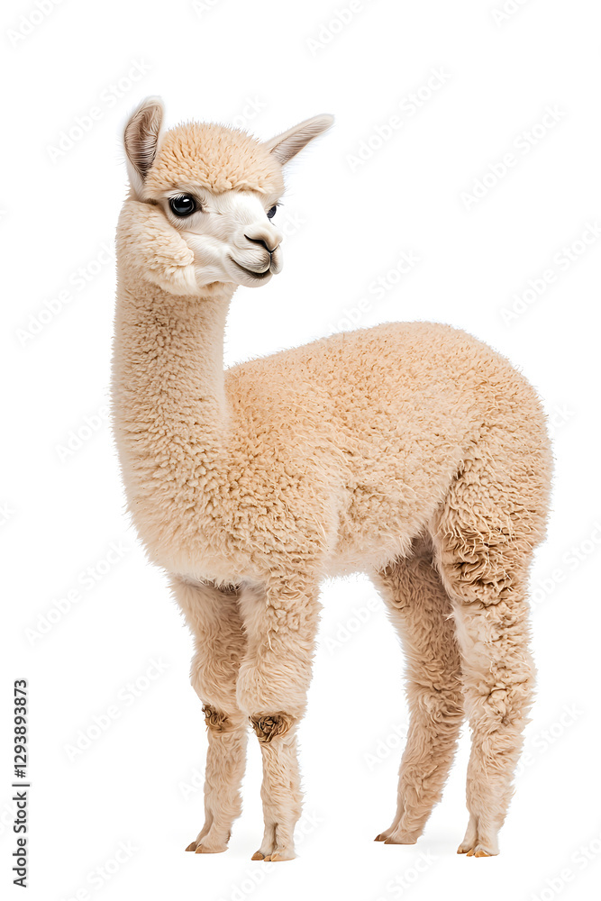 An adorable alpaca posing, isolated on white background An adorable alpaca posing, isolated on white background