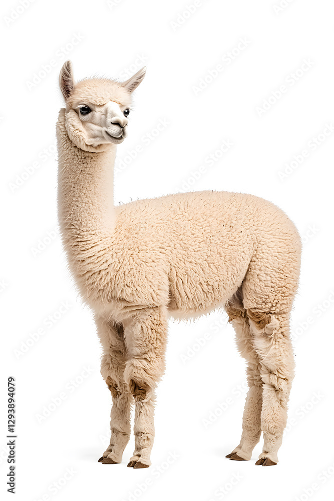 An adorable alpaca posing, isolated on white background An adorable alpaca posing, isolated on white background