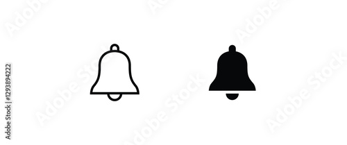Message notification bell incoming inbox message, ringing, Alarm, service, handbell Firefighter call icons button, vector, sign, symbol, logo, illustration, editable stroke and flat design isolated