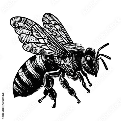 Bee Honey Tattoo engraving vector logo icon illustration